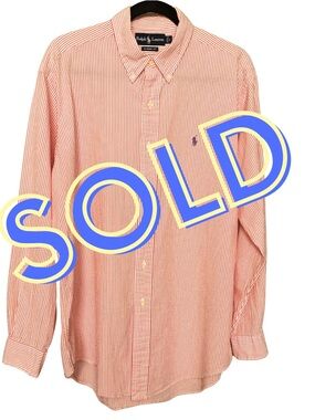 Polo Ralph Lauren Classic Fit Orange Coral Pinstripe Button Down Shirt